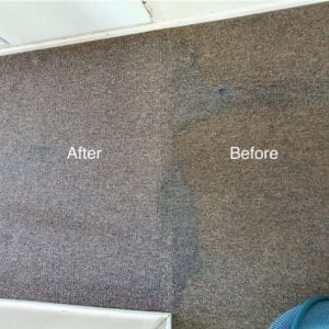 Before and after of a stained carpet